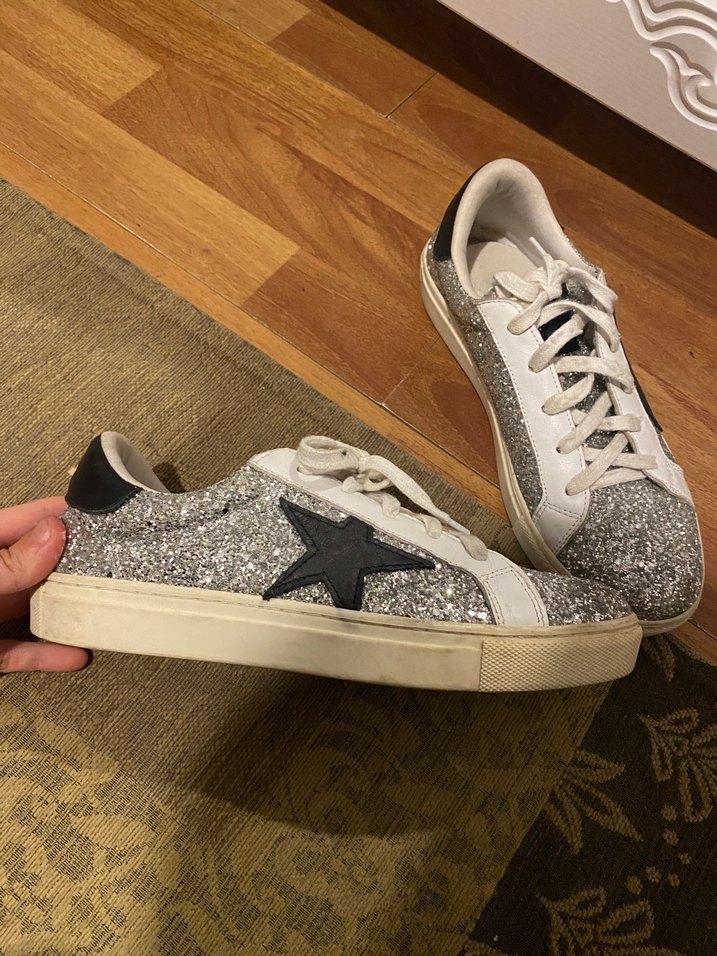 Beyaz Gri Parlak Platform Spor Ayakkabı - Görsel 5