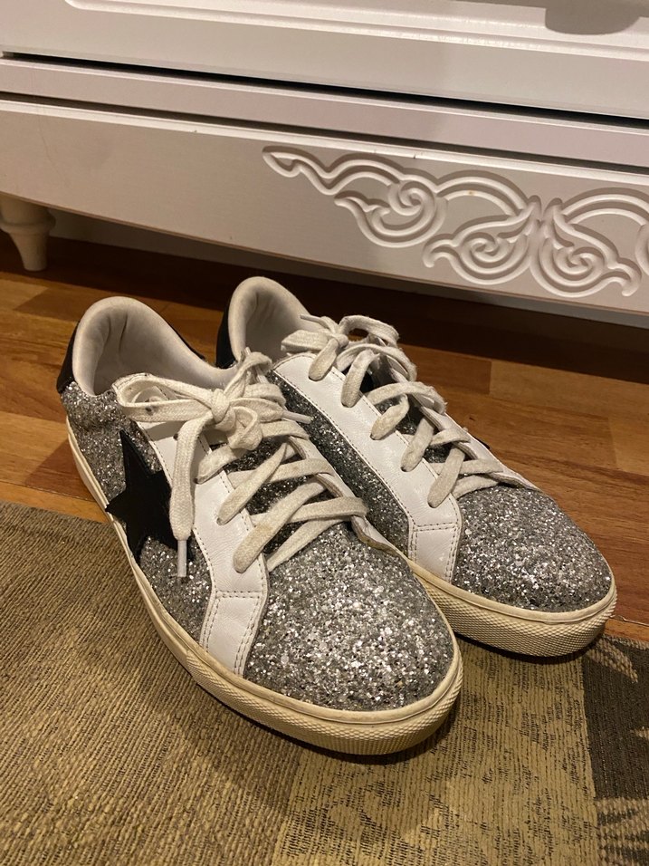 Beyaz Gri Parlak Platform Spor Ayakkabı - Görsel 4