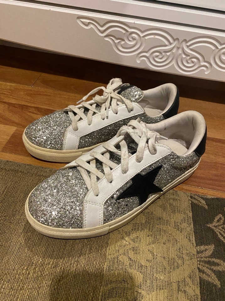 Beyaz Gri Parlak Platform Spor Ayakkabı - Görsel 3