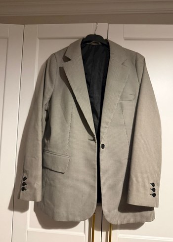 Zara Bej İnce Cizgili Klasik Blazer Ceket