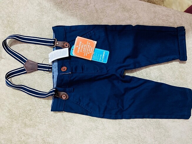 9 Ay Beden lacivert Renk LC Waikiki Erkek Bebek Askılı Pantolon.
