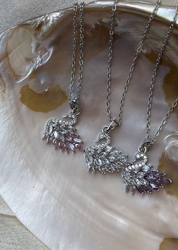 Swarovski Gümüş Çelik Mini Kuğu Pinterest Kolye