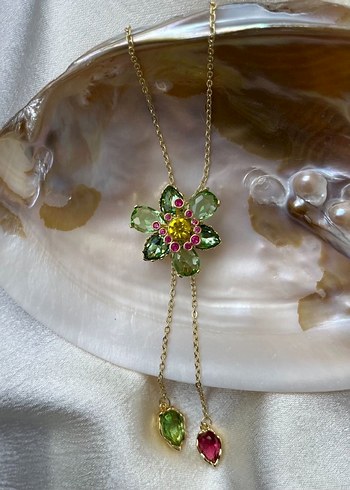 Swarovski Ldyllia Çiçek Yeşil Çelik Altın Pinterest Kolye