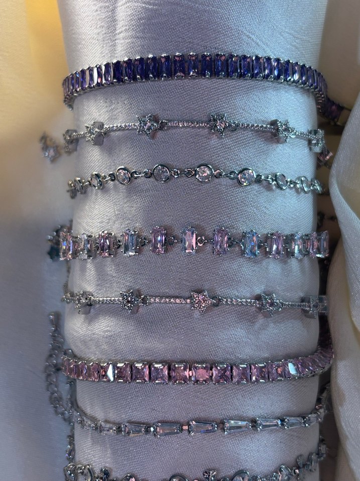 Çelik Bileklik - Yıldız Gümüş Pembe Mor Pinterest y2k Shein - Görsel 2