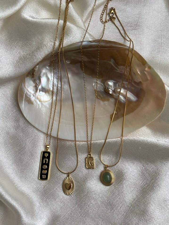 Bohem Vintage Altın Çelik Kolye - Görsel 2