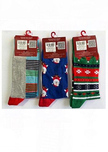 Yeni yıl, yılbaşı erkek çorapları 3 lü - Görsel 2