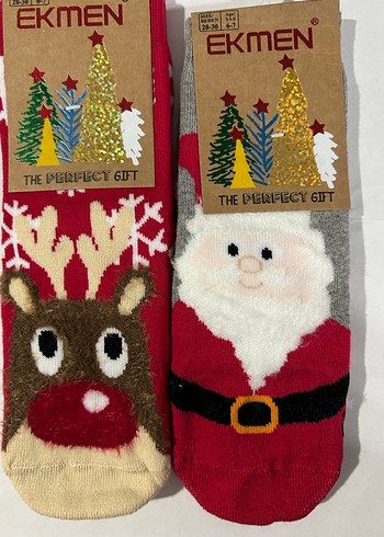 Yeni yıl, yılbaşı çocuk havlu çoraplar 2 adet - Görsel 2