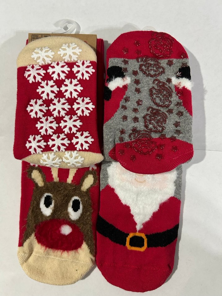 Yeni yıl, yılbaşı çocuk havlu çoraplar 2 adet - Görsel 3