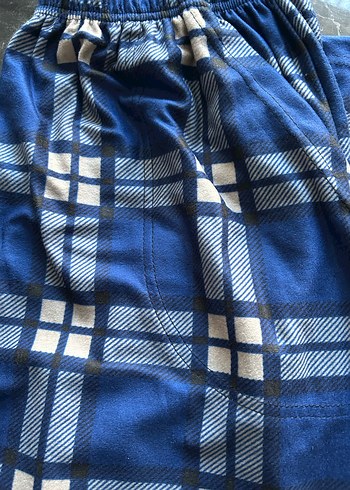 Erkek cepli süet mavi kareli ekose pijama altı - Görsel 3