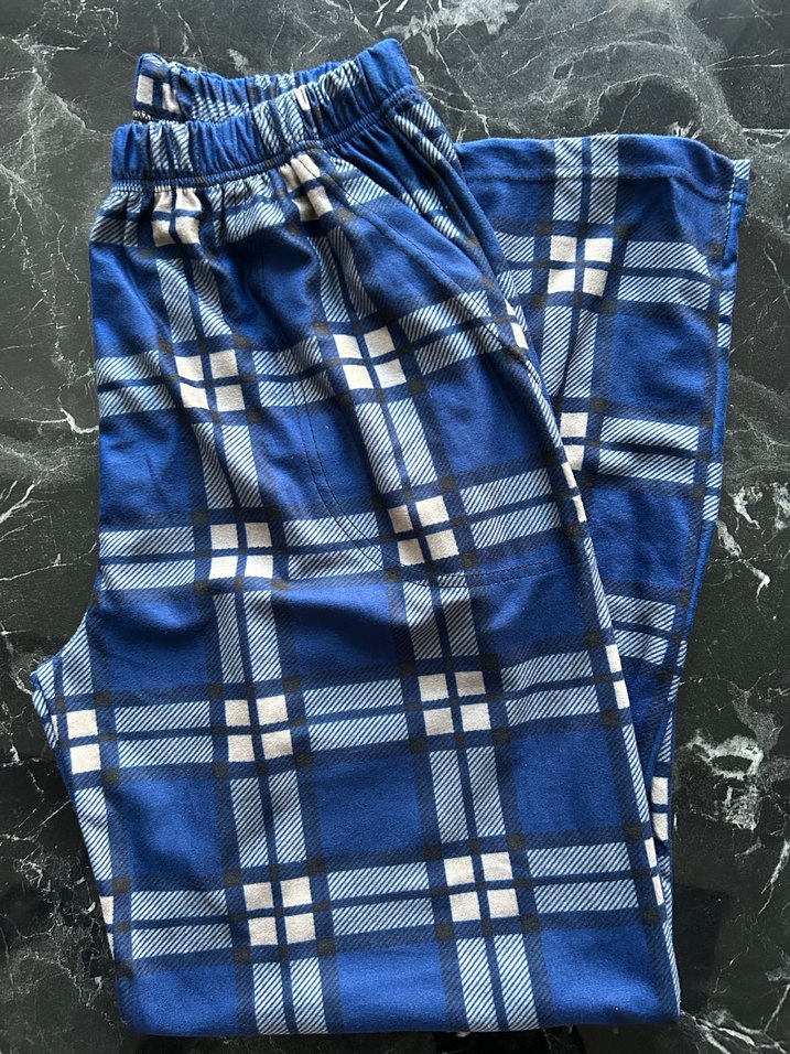 Erkek cepli süet mavi kareli ekose pijama altı - Görsel 4