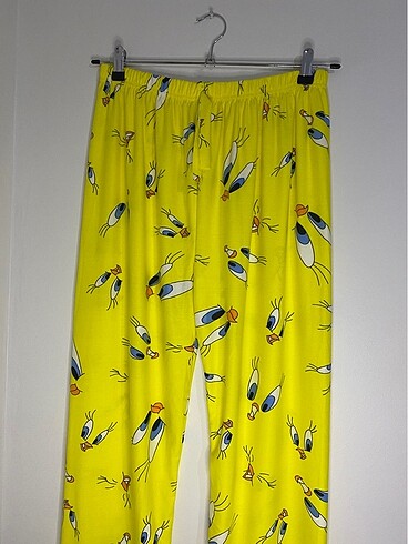 l Beden Tweety desenli sarı süet pijama altı