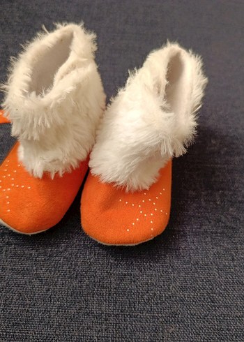 Turuncu Kürklü Kız bebek panduf - Görsel 3