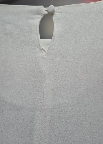 Ofis tipi Kadın Beyaz Keten Kol Detaylı Bluz - Görsel 6