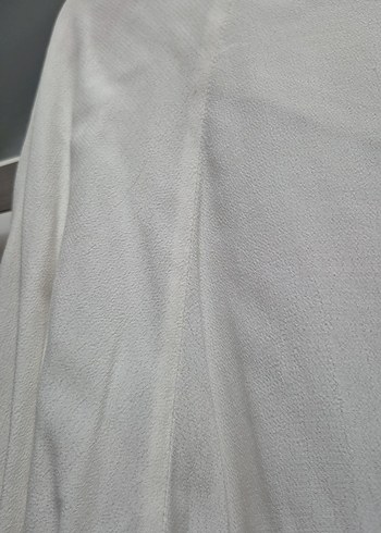 Ofis tipi Kadın Beyaz Keten Kol Detaylı Bluz - Görsel 7