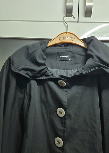 Düğmeli Siyah Midi PANÇO Ceketi - Görsel 4