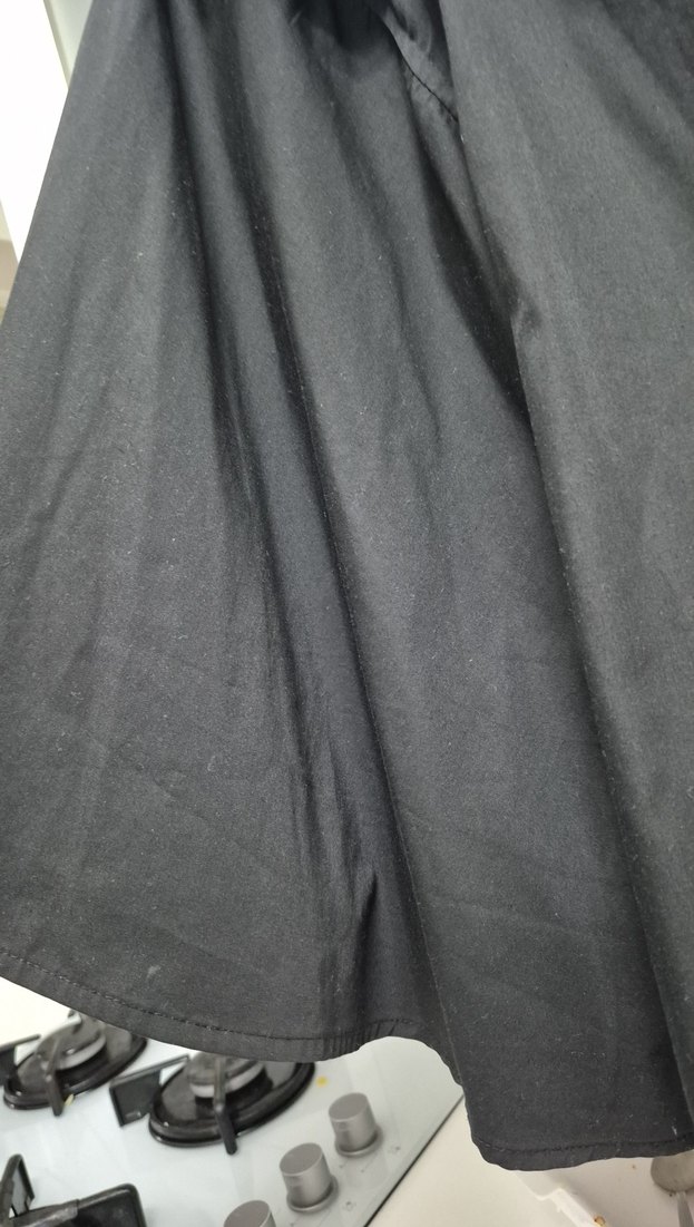 Düğmeli Siyah Midi PANÇO Ceketi - Görsel 5