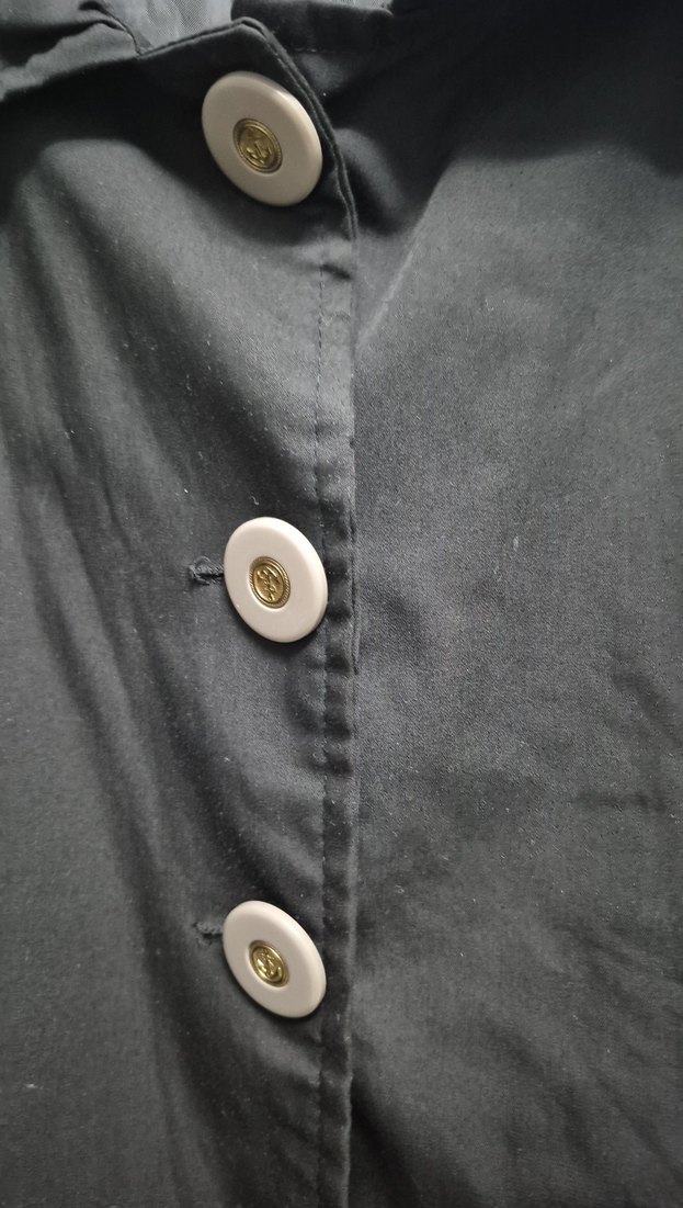 Düğmeli Siyah Midi PANÇO Ceketi - Görsel 2