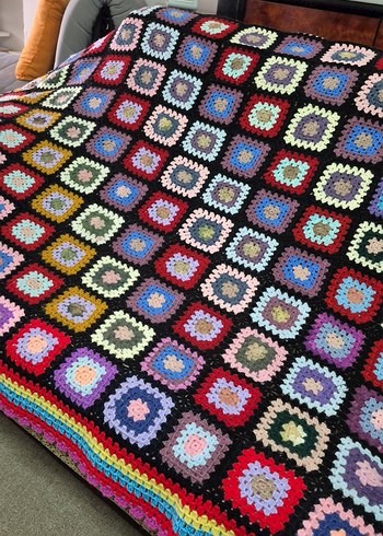 Renkli Desenli Örgü Battaniye - Görsel 3