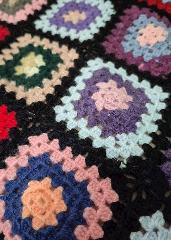 Renkli Desenli Örgü Battaniye - Görsel 2