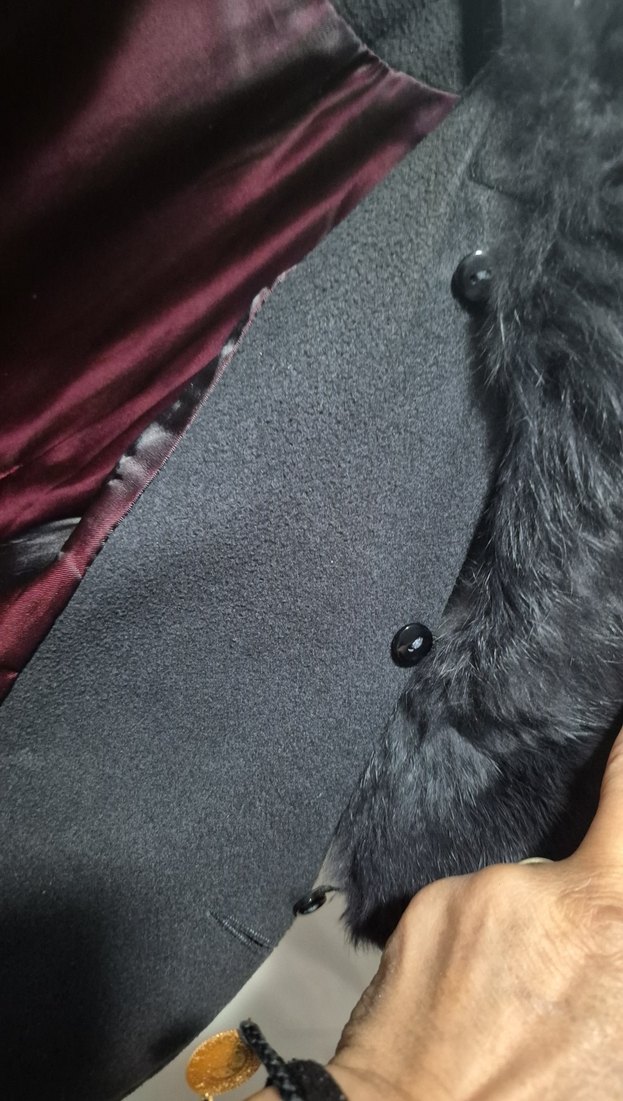 Koyu Gri Peluş Yaka Kaban  şık kalite — görsel 11/16