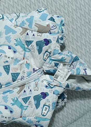 Kapüşonlu Fermuarlı Gri Erkek Bebek Kar Tulumu - Görsel 3