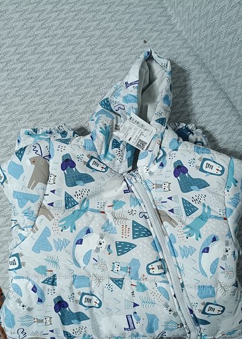 Kapüşonlu Fermuarlı Gri Erkek Bebek Kar Tulumu - Görsel 2