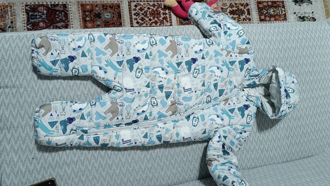 Kapüşonlu Fermuarlı Gri Erkek Bebek Kar Tulumu - Görsel 4