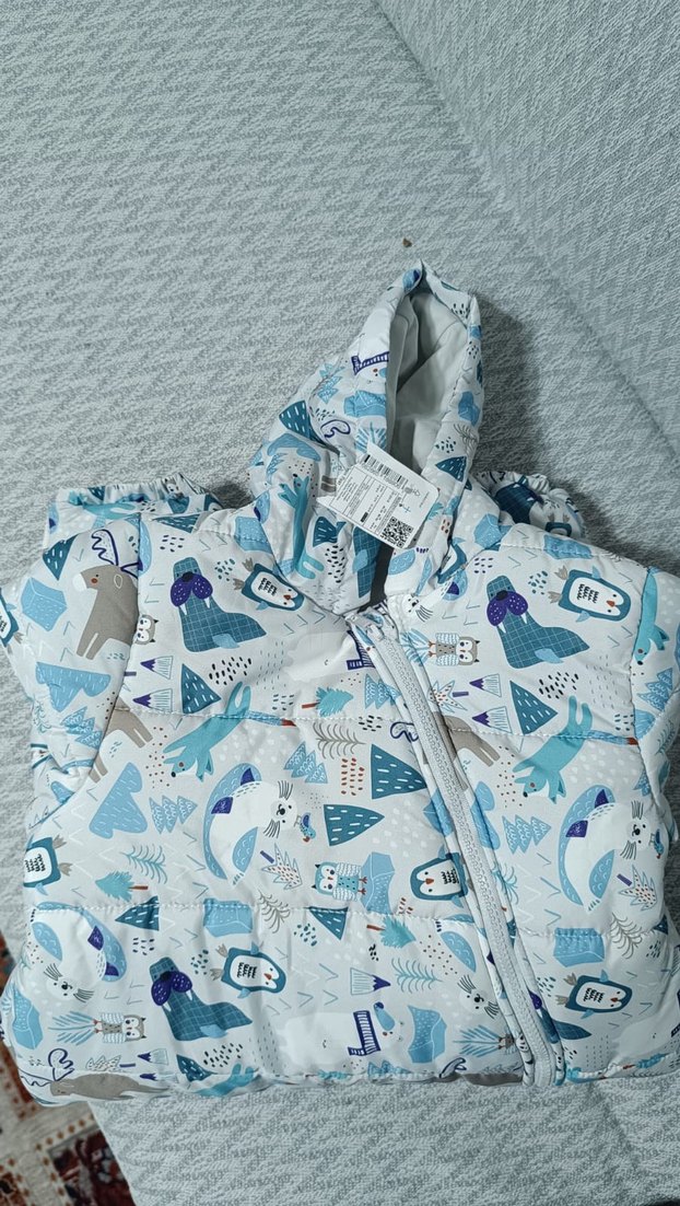 Kapüşonlu Fermuarlı Gri Erkek Bebek Kar Tulumu - Görsel 2