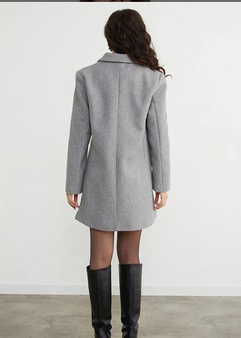 Gri Düğmeli Kadın Kaban fullamoda - Görsel 3