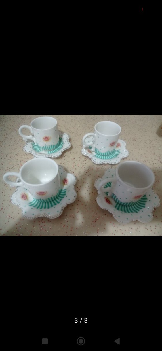 Pastel Desenli Beyaz Kahve Fincan Takımı - Görsel 2