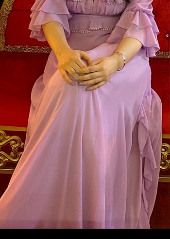 Pembe Bohem Uzun Elbise, Omuz Askılı, Fırfırlı - Görsel 5