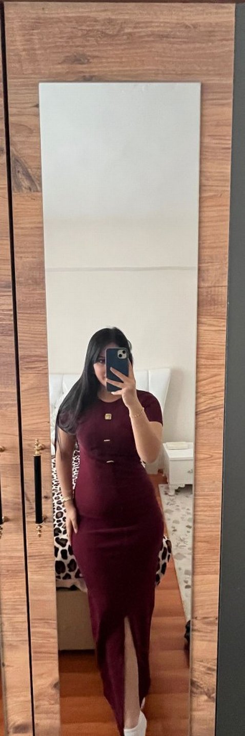 Bordo Düğmeli Uzun Kadın Elbise - Görsel 2