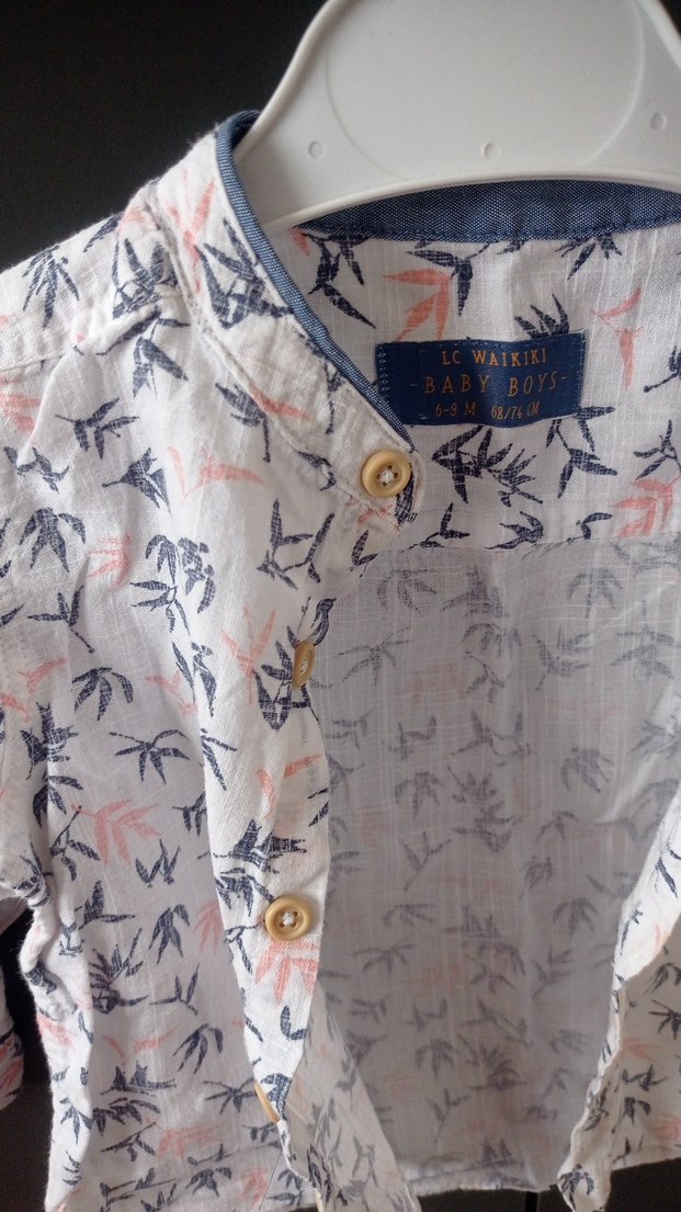 Beyaz Baskılı Pamuklu Erkek Gömlek - Görsel 3