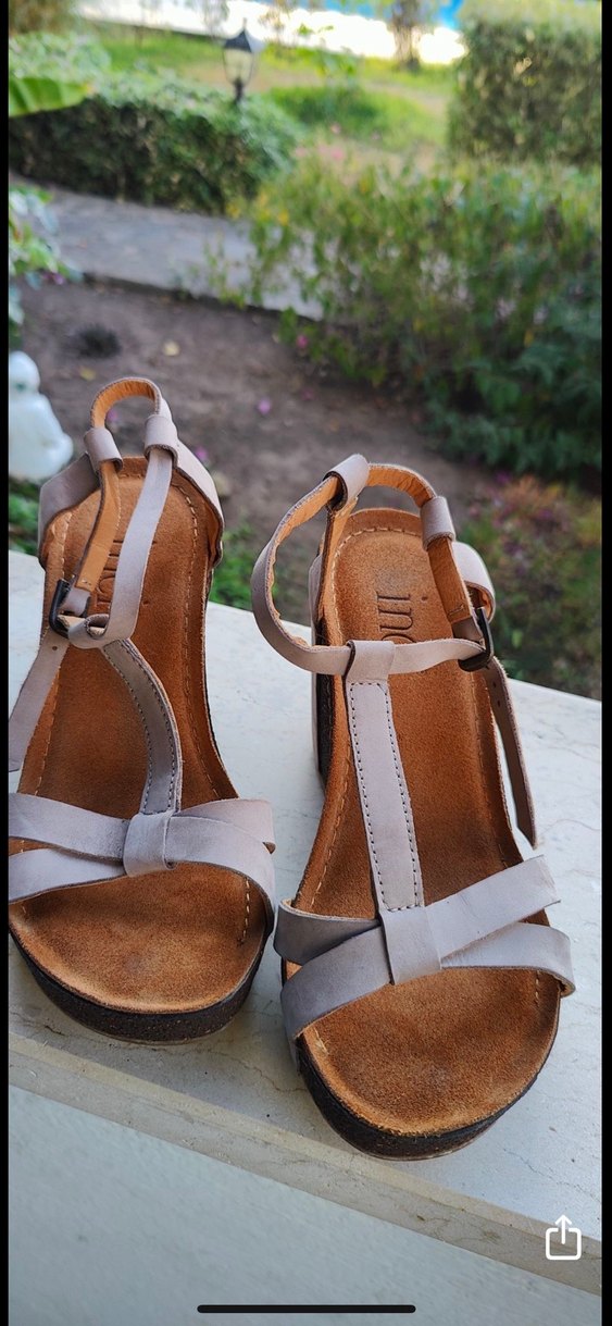 İnci Süet Dolgu Topuklu Kadın Sandalet - Görsel 4