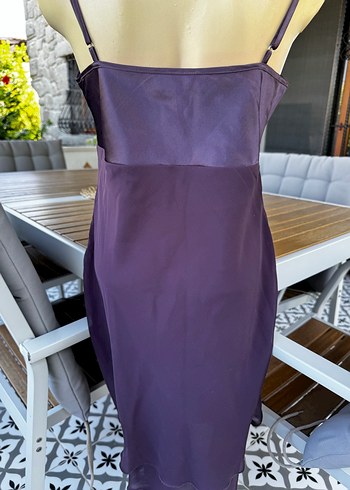 Parlak Mor Uzun İnce Askılı Gecelik - Görsel 3