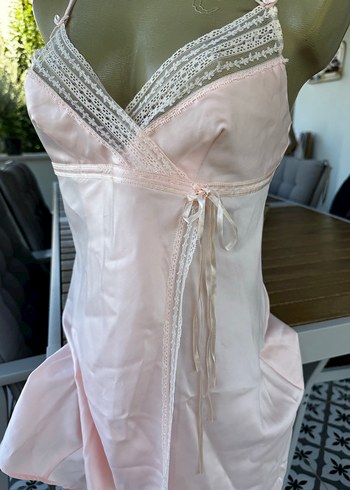 Pembe Midi İp Askılı Gecelik