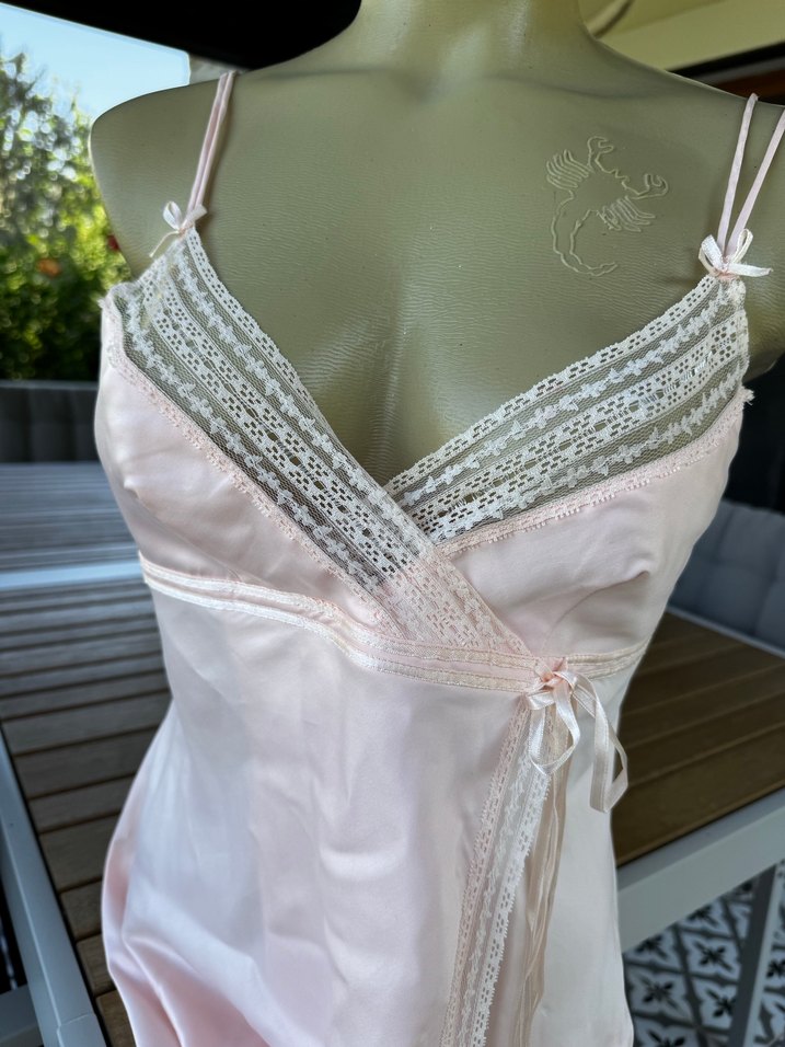 Pembe Midi İp Askılı Gecelik - Görsel 4