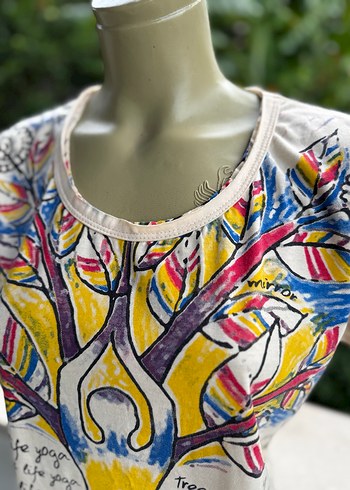 Renkli Baskılı Bohem Uzun Tişört - Görsel 7