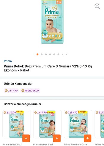 Pampers Prima Premium Care Erkek Bebek Bezi 52'lü - Görsel 3
