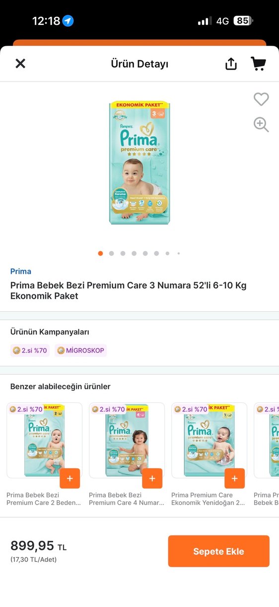 Pampers Prima Premium Care Erkek Bebek Bezi 52lilü - Görsel 3