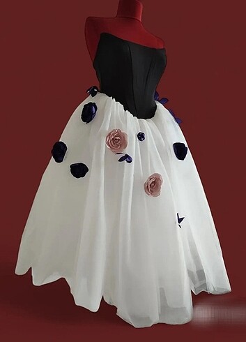 CINDERELLA KOREAN STYLE VİNTAGE 3D KABARIK ELBİSE