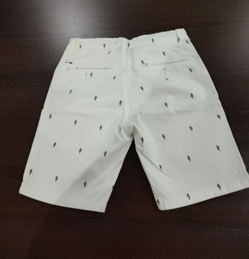 Erkek Beyaz Kısa Pamuklu Şort - Görsel 2