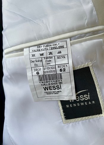 Düğmeli Beyaz Erkek Takım Elbise Ceket - Görsel 4