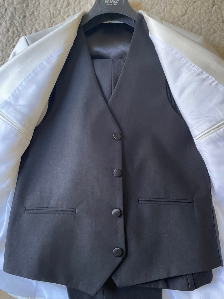 Düğmeli Beyaz Erkek Takım Elbise Ceket - Görsel 3