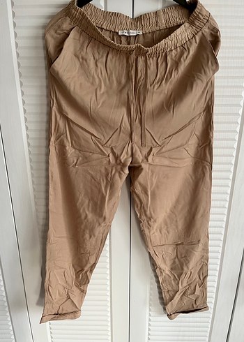 LC Waikiki Bej Kadın Keten Salaş Midi Pantolon