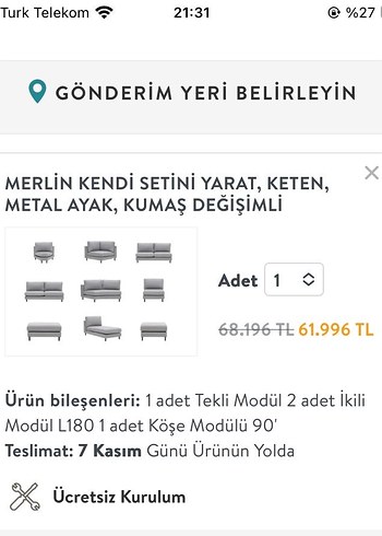 Diğer Vivense Merlin köşe takımı
