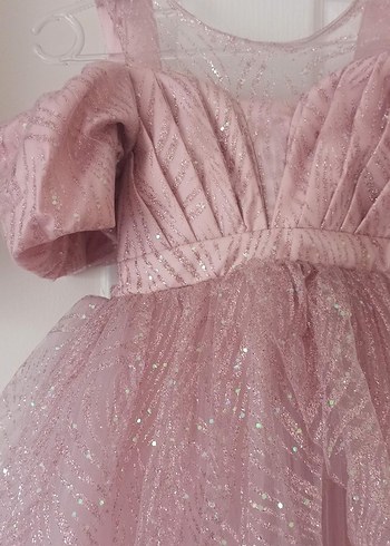 Pembe Parlak Fırfırlı Modern Klasik Abiye