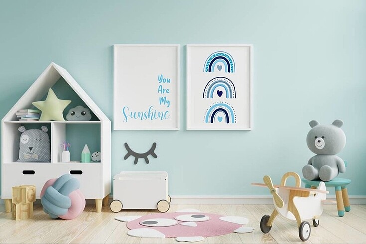2li Poster BohoRainbow Blue Bebek
