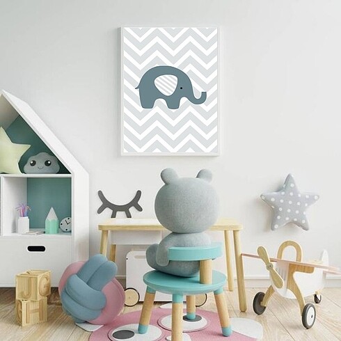Ikea 3lü kişiye özel Poster Fil Mavi