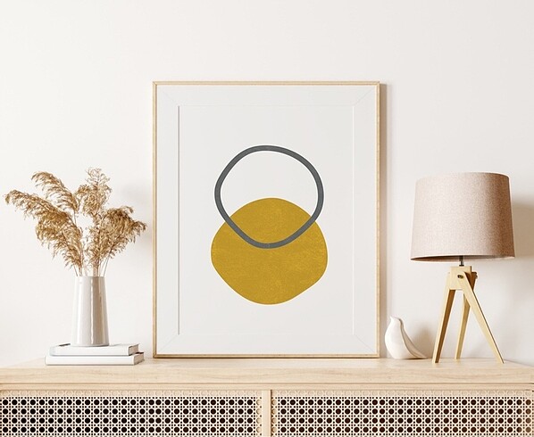 Ikea 3lü Sarı Hardal Geometric Poster Set